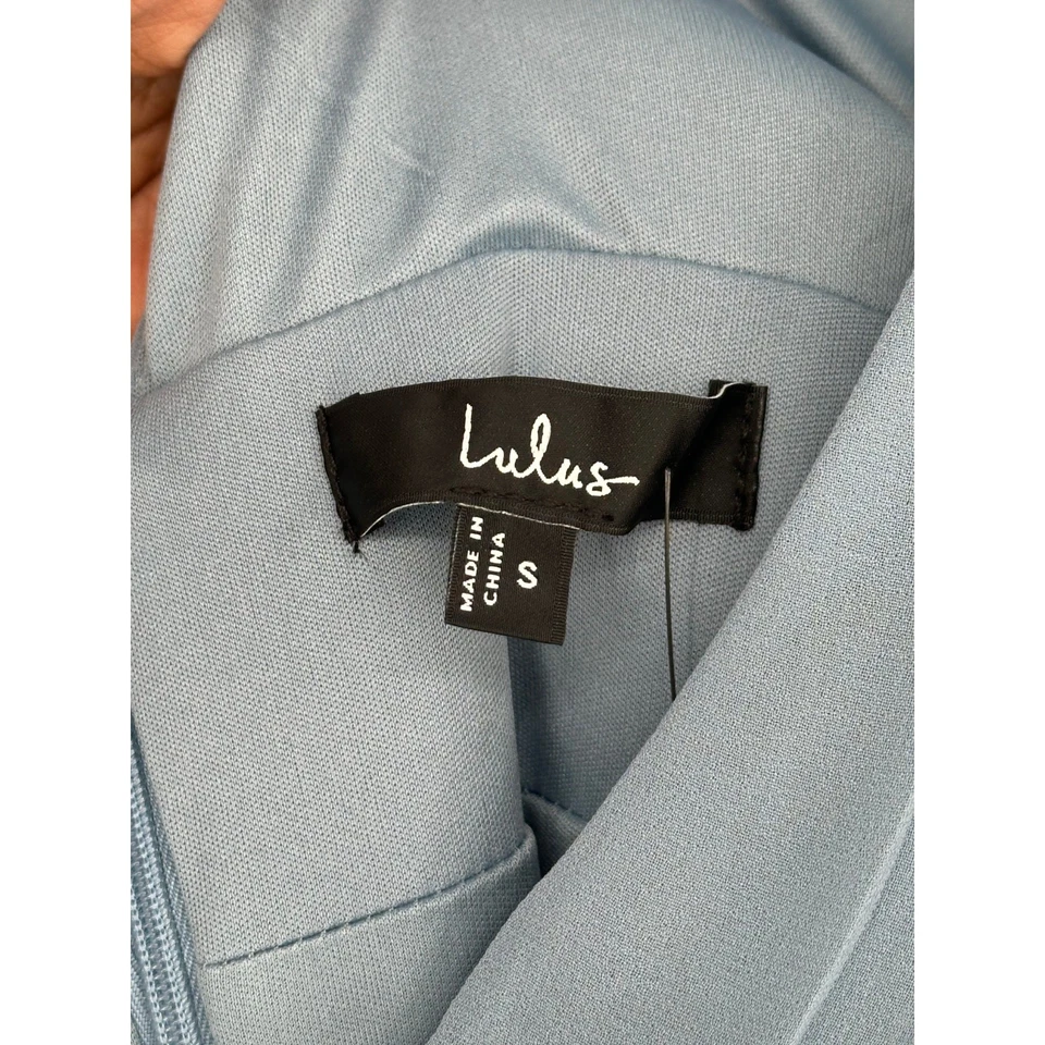 Lulus ¡Nuevo! Maxi Vestido Azul Claro Cuello en V Abertura Lateral Cóctel Formal Boda S Foto 4 de 4