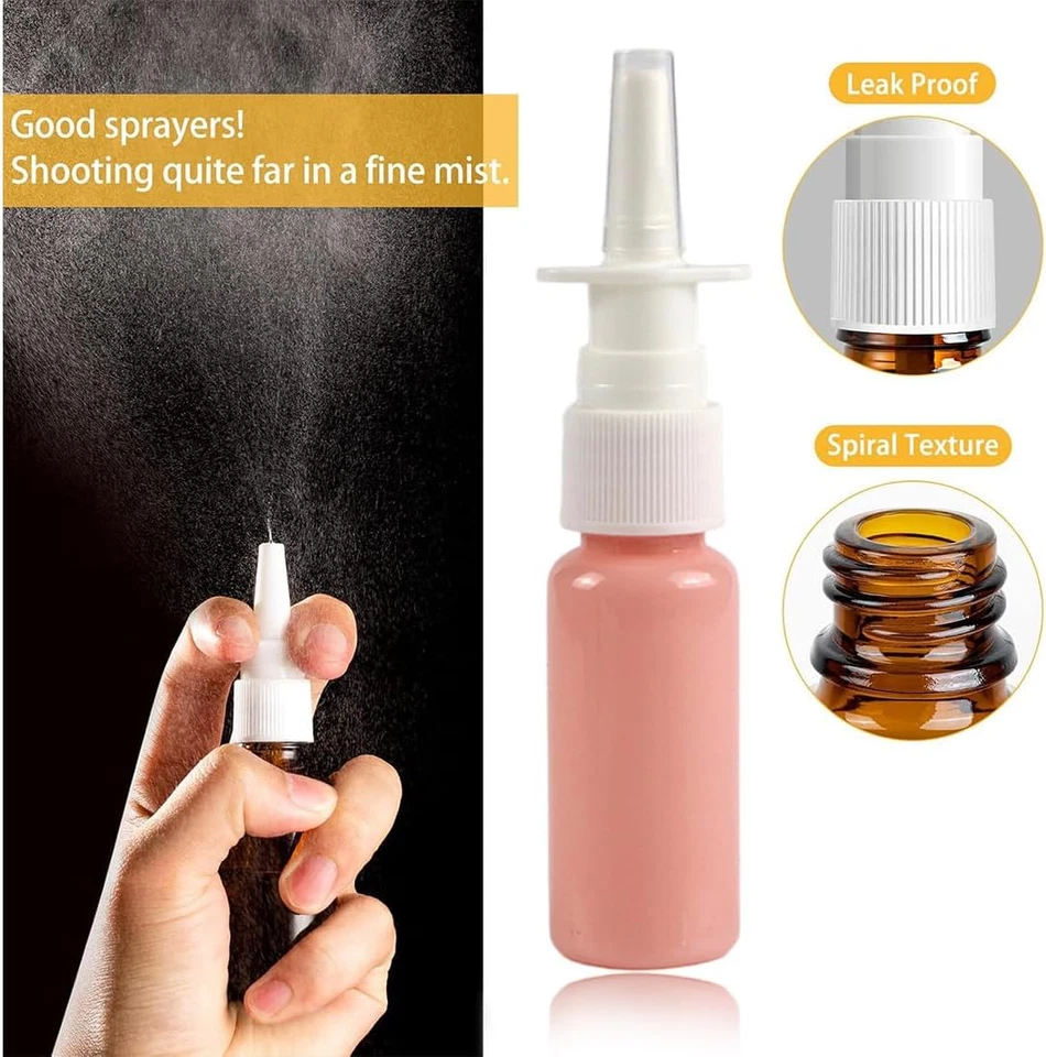 4 Pezzi Flaconi Spray Nasale Vuoto, 10/20Ml Vetro Bottiglia, Spray Nasale, Soluz - Immagine 2 di 4