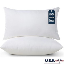 Set of 2 Lumbar Pillow Inserts Decorative Cushions Sofa Bed 12x20 Inches New