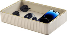 PU Leather Valet Tray,Desk Organizer Tray Nightstand Organizer Trinket Dish Stor