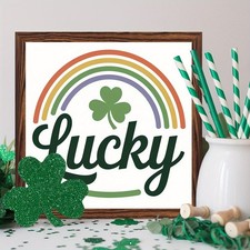 Irish Wooden Plaque Lucky Rainbow Shamrock St. Patrick's Day Home Decoraiton