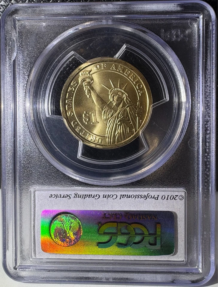 2010-P $1 Franklin Pierce Satin Finish Dollar Position A PCGS SP68 (838) - Image 2 of 2