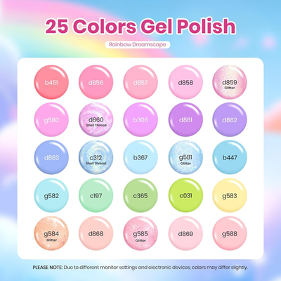 Beetles Spring Gel Nail Polish Set - Rainbow Dreamscape 25 Colors