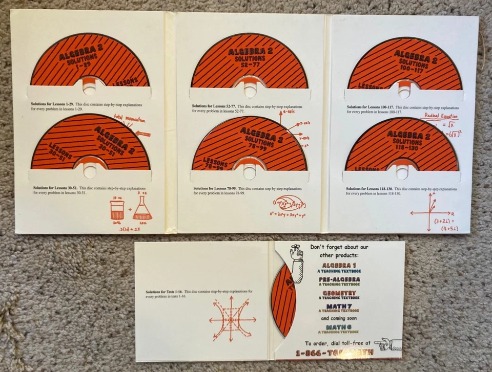 Algebra 2 Teaching Textbook Answer Key & Test Bank, Solutions CDs - Lot of 3 - Image 3 of 3