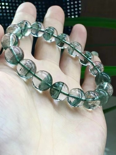 Natürliche grüne Phantom Quarz Kristall Runde Perlen Armband 11 mm - Bild 7 von 9