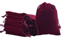 50pcs Small Wine Drawstrings Velvet Gift Bags Jewelry Pouches for Wedding Fav...