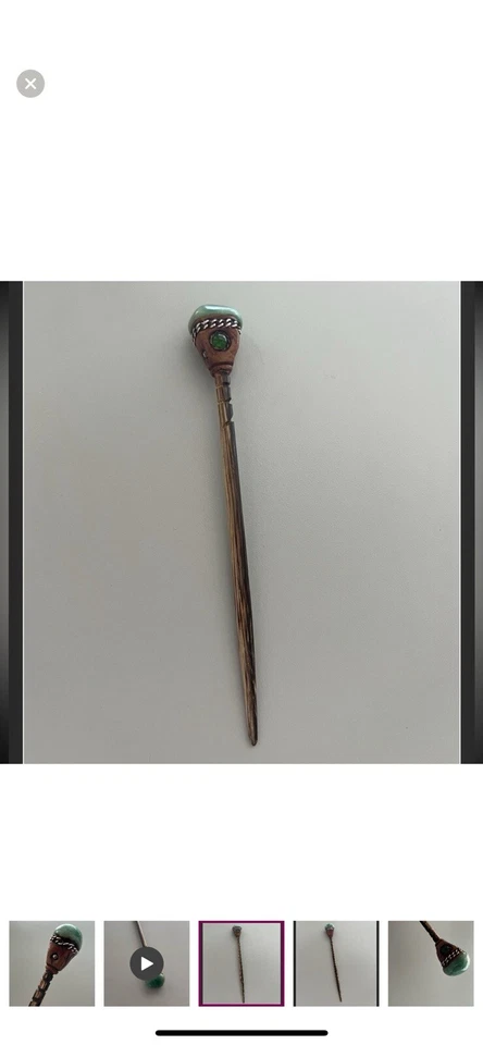 Palo de pelo vintage de cristal y piedra Foto 2 de 4