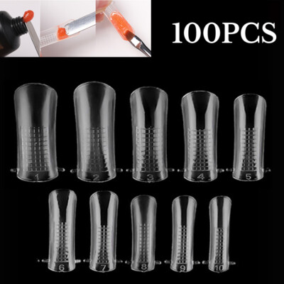 100X Schnell Aufbau Form Tipps Nagel Dual Formen DIY Nail Art UV Builder Poly Gel
