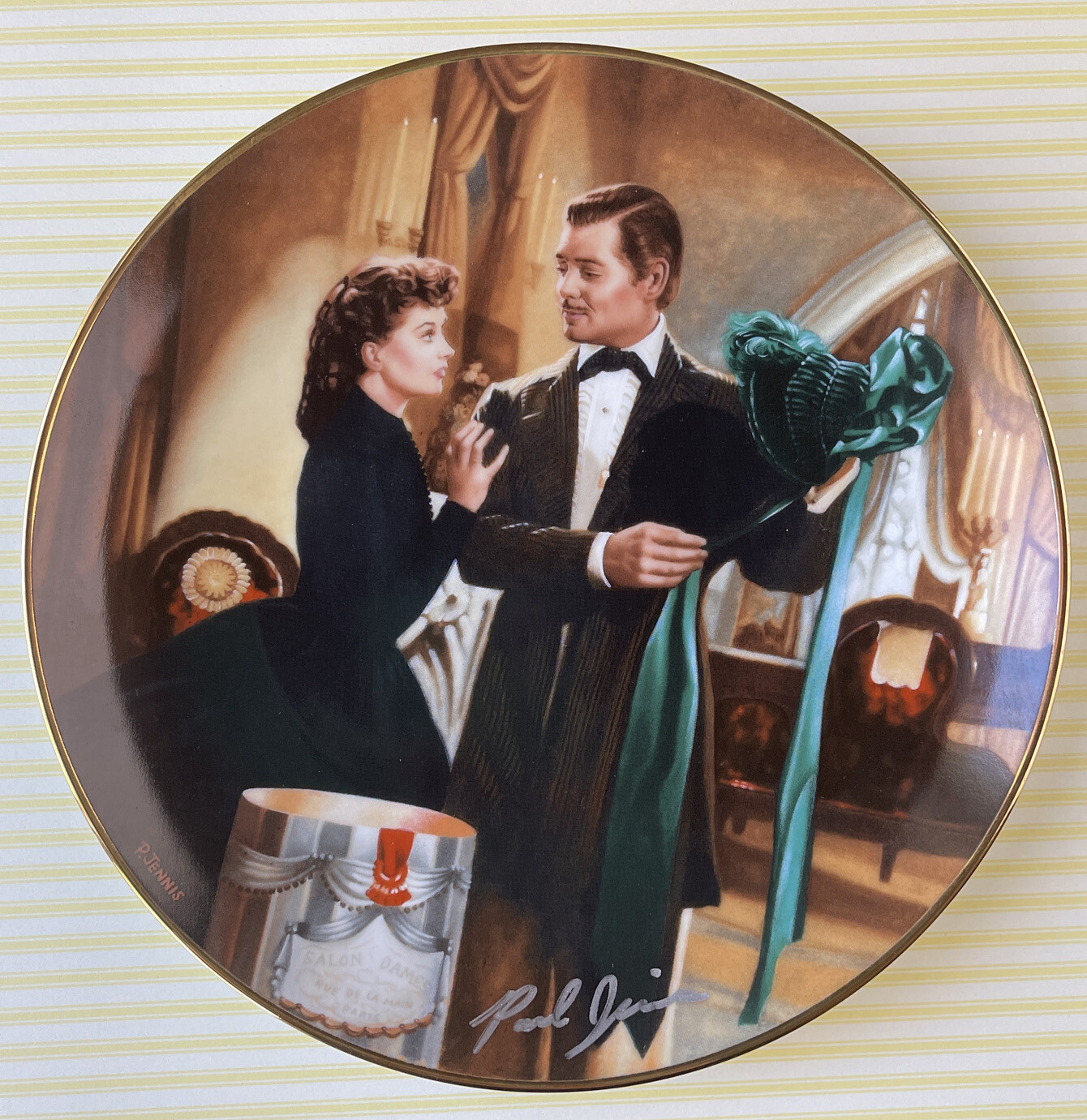 1991 SIGNED Paul Jennis “The Paris Hat” Gone w/ Wind W.J. George Plate (NO COA)