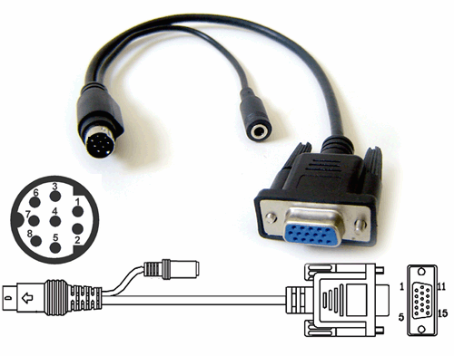 2-Way Mini DIN 8-pin To D-Sub 15-Pin VGA Output Input Adapter Cable - Picture 1 of 1