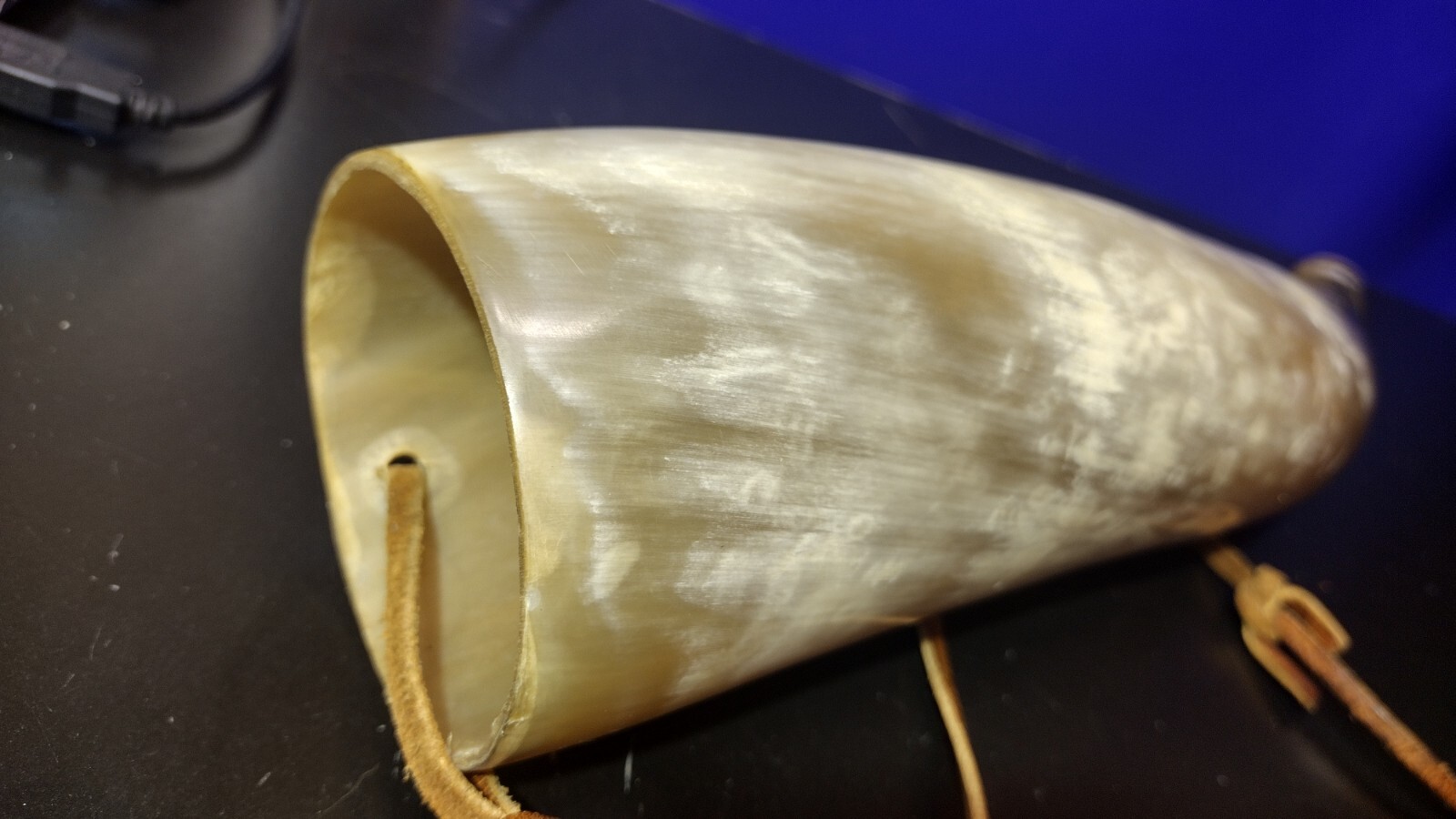 Vintage Powder Horn Polished, Curved Horn Approx 15" Long With