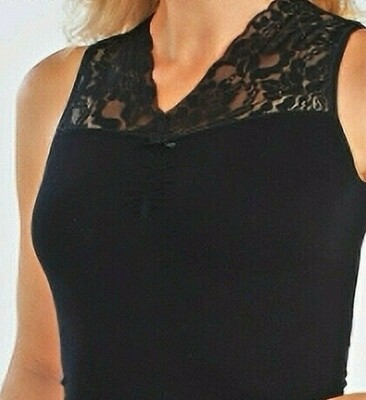 schwarzes Spitzentop, Größe XS, S,  Shape mit Elasthan