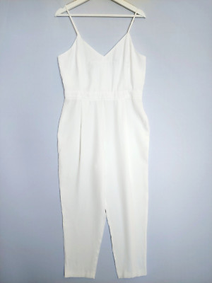 River Island Jumpsuit Größe 14 elfenbeinweiß Trägertop Bundfaltenhose Sommer neu mit Etikett