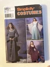 Simplicity Costume Patterns  9891 Misses' Medieval Maiden Fantasy 6-12
