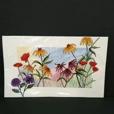 Completed Finished Cross Stitch Flower Spring Farm Cottage Decor Unframed