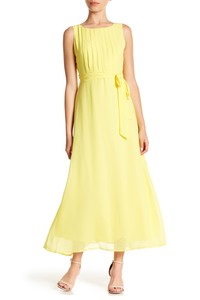 yellow pleated maxi dress