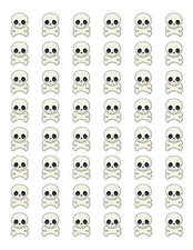 48 SKULL CROSSBONES ENVELOPE SEALS LABELS STICKERS 1.2" ROUND