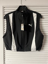 Puma Dare To Woven Full Zip Vest Womens Black Casual Athletic Outerwear 62429901