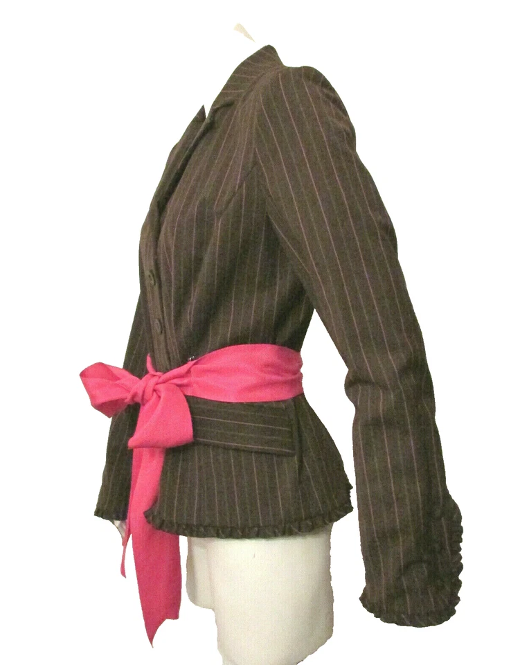 Nicole Miller Collection Striped Wool Blend Suit Jacket Blazer sz 6 made in USA - Image 4 of 4