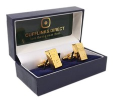 Gold Bullion Bar Cuff Links (Gold Plated) Mens Gift By CUFFLINKS DIRECT