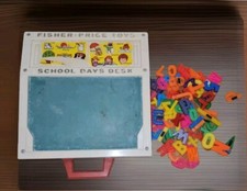 Vintage 1972 Fisher Price School Days Desk Missing Pieces Letters  Numbers