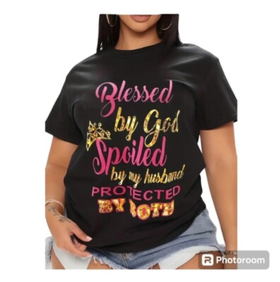 Bless By God Spoiled By My Husband T-shirt 4XL(20)