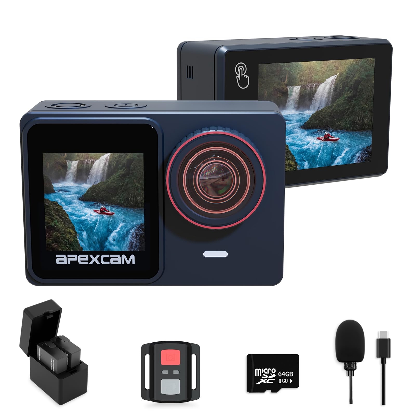 Action Camera 4K/60FPS with 64GB SD Card,131FT Waterproof Underwater Camera 4...-image