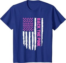 Back The Pink Breast Cancer Awareness Flag Ribbon Usa Youth Unisex T-shirt