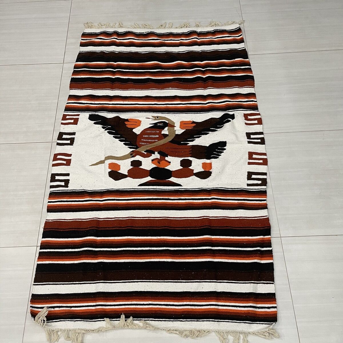 Mexican Blanket Rug Throw Eagle Bird Snake Tribal Mexican Blanket Rug Throw Eagle Bird Snake Tribal