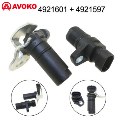 Set of 2 Camshaft Crankshaft Position Sensor For Cummins Dodge 4921597 4921601