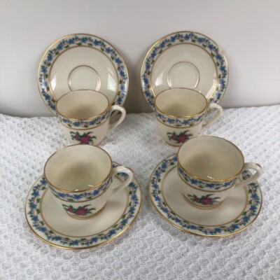 Lenox Fairmount Demitasse Expresso Cup & Saucer, Set of 4,  Excellent Condition