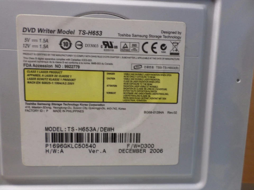 Samsung TS-H653 16X DVD+-RW SATA Burner Drive Black Dell Optiplex HP Lenovo - Image 4 of 4