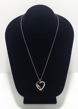 Silver Plate Cubic CZ Open Heart Pendant Necklace 18"