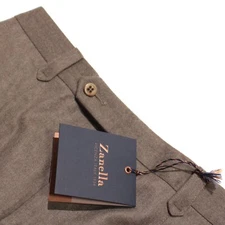 Zanella NWT Dress Pants Size 32 US Clifton In Brown Melange 100% Wool