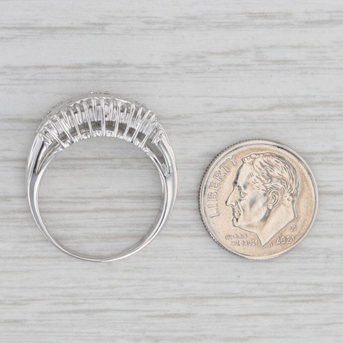 Anello In Diamante 1CTW In Oro Bianco 14K Misura 8.25 Baguette E Rotondo - Foto 7 di 10