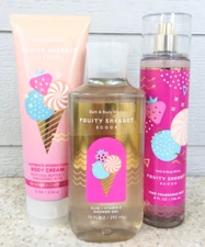 3 FRUITY SHERBET SCOOP Shower Gel + Body Cream + Fragrance Mist SET of 3