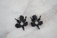 Lele Sadoughi Jet Crystal Lily Earrings