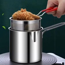 Stainless Steel Deep Fryer With Frying Basket Multifunctional Small Pot Kitchen
