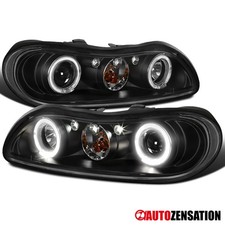 Fit 97-03 Malibu 97-99 Oldsmobile Cutlass Led Halo Projector Headlights Black