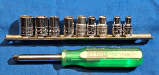 SK Tools 10pc 1/4dr SAE shallow 6pt socket set 1/2" 3/16" W/ 40954 Drive handle