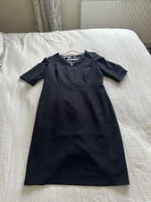 Lovely Hobbs Navy Blue Smart Shift Dress Size 16 Lined Work Occasion Half Sleeve