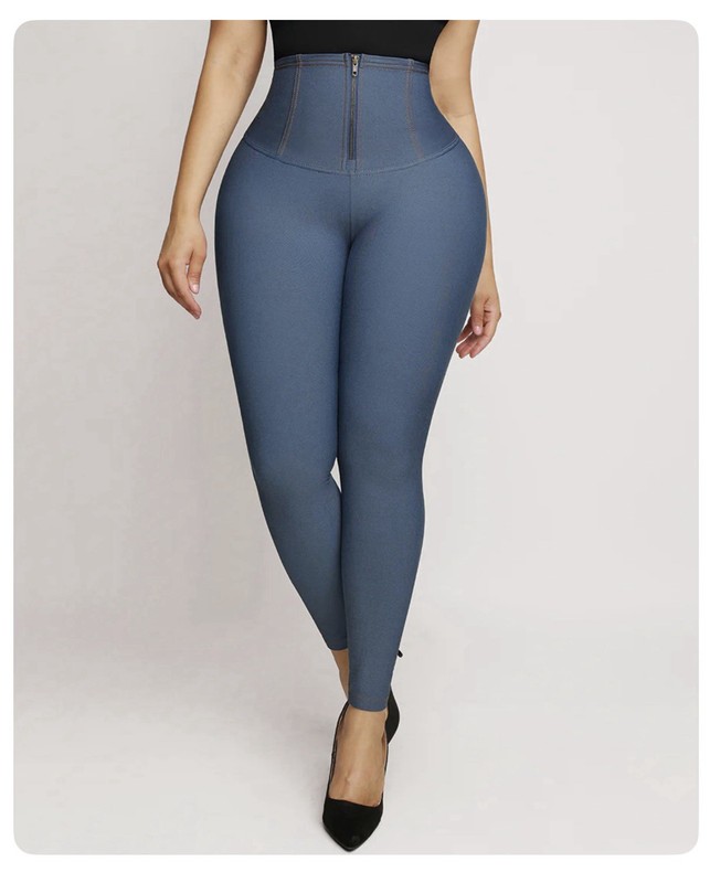 NWT ~  Denim Blue Shapewear Waist Cinch Leggings ~Size XXL (14-16)