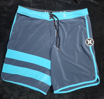 Hurley Phantom Blue Hybrid Shorts Mens Stretch Performance Board Shorts Size 34
