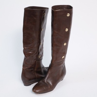 Loeffler Randell Women's 9.5 Brown Leather Wedge Hell Equestrian Riding Boot