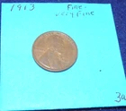 1913  WHEAT CENT  FINE -  VERY FINE    # 3a