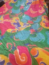 Ralph Lauren Costa Paradiso Queen Duvet Cover Abstract Vintage Pink Green 86x88"