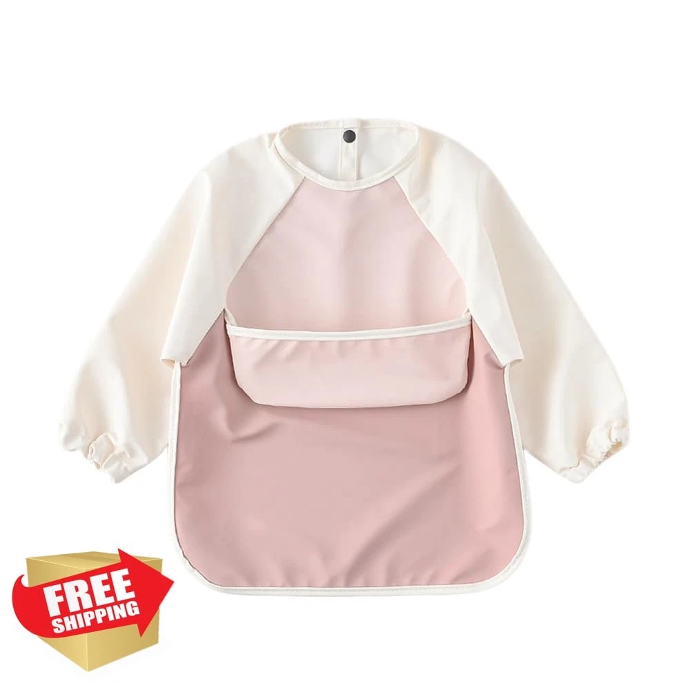 GZMM Baby Bibs Long Sleeve Milk+pink 6-12 Months