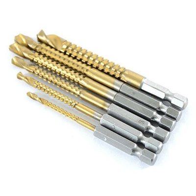 #ad Professional 6 Piece Titanium Coated HSS Drill Bits with Serrated Twist Design $10.69