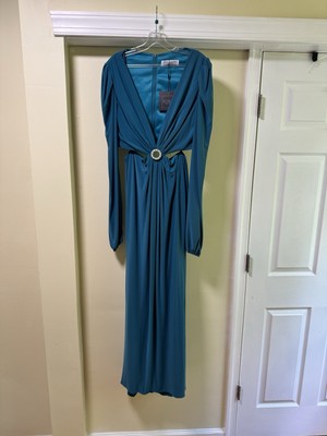 Mac Duggal 26727 Ocean Blue Long Sleeve Formal Evening Dress