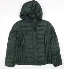32 Degrees Heat Women's Green Puffer Jacket M Hooded Down-Filled Lightweight